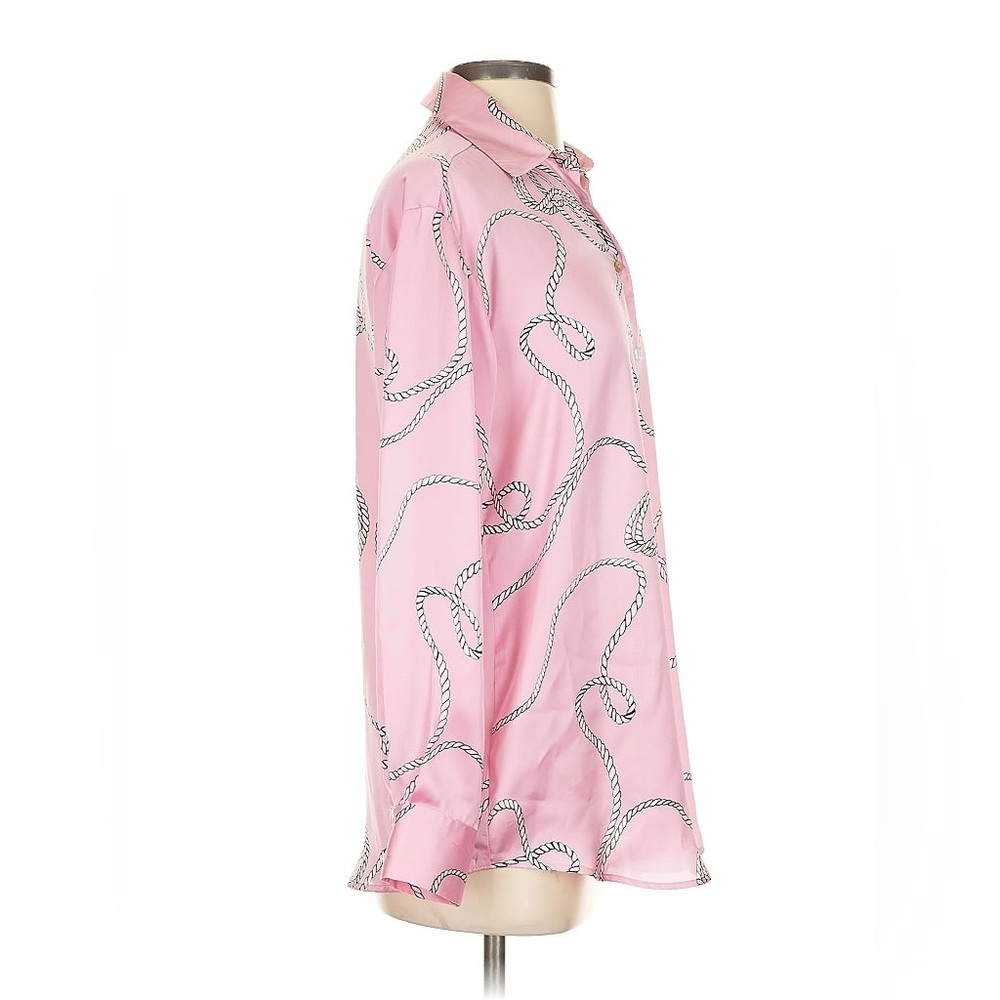 Zara Pink Rope Pattern Satin Shirt - Picture 9 of 11